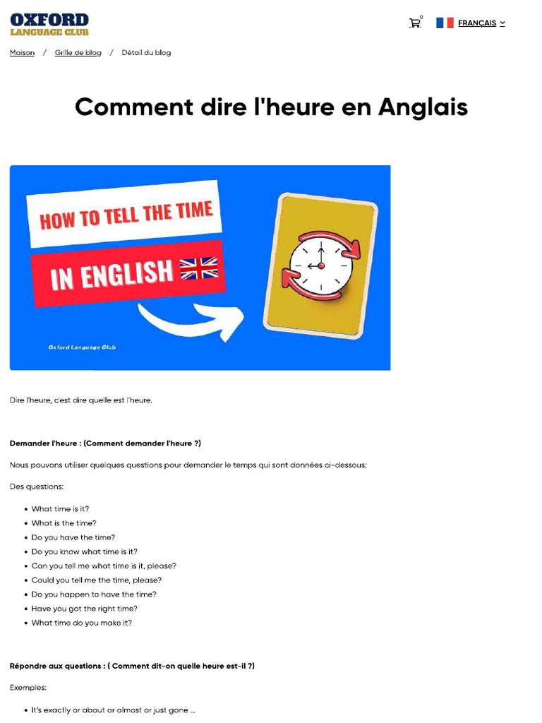 Lecon L Heure en Anglais PDF