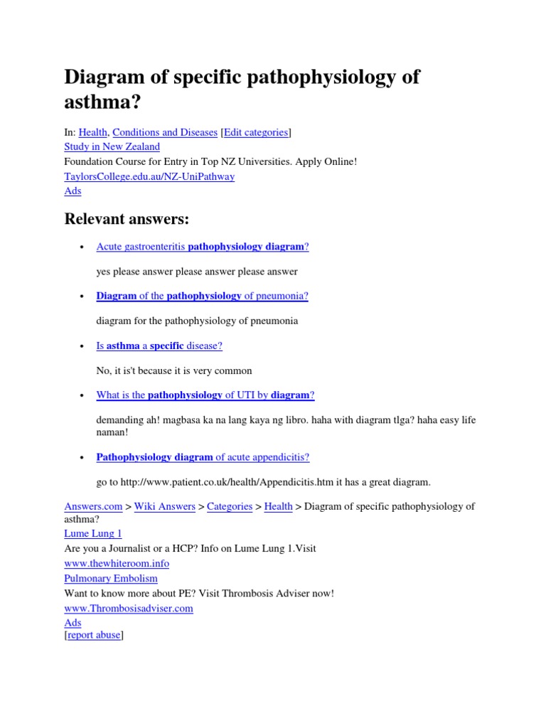 Diagram of Specific Pathophysiology of Asthma?: Relevant Answers | PDF ...