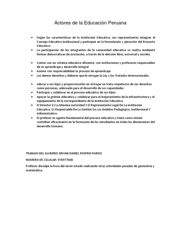Actores de La Educación Peruana | PDF