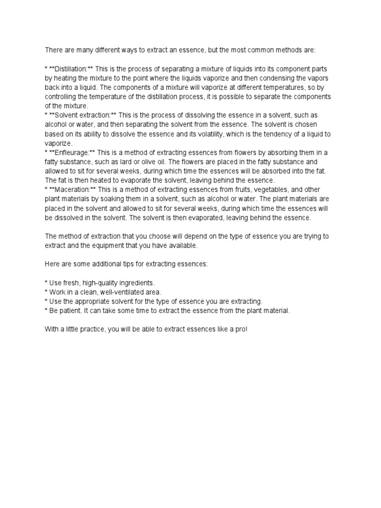 How To Extract An Essence | PDF | Cooking, Food & Wine | Science ...