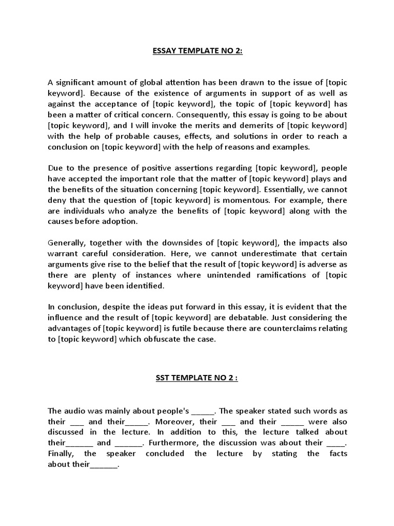 PTE Essay Template No. 2 Guide | PDF