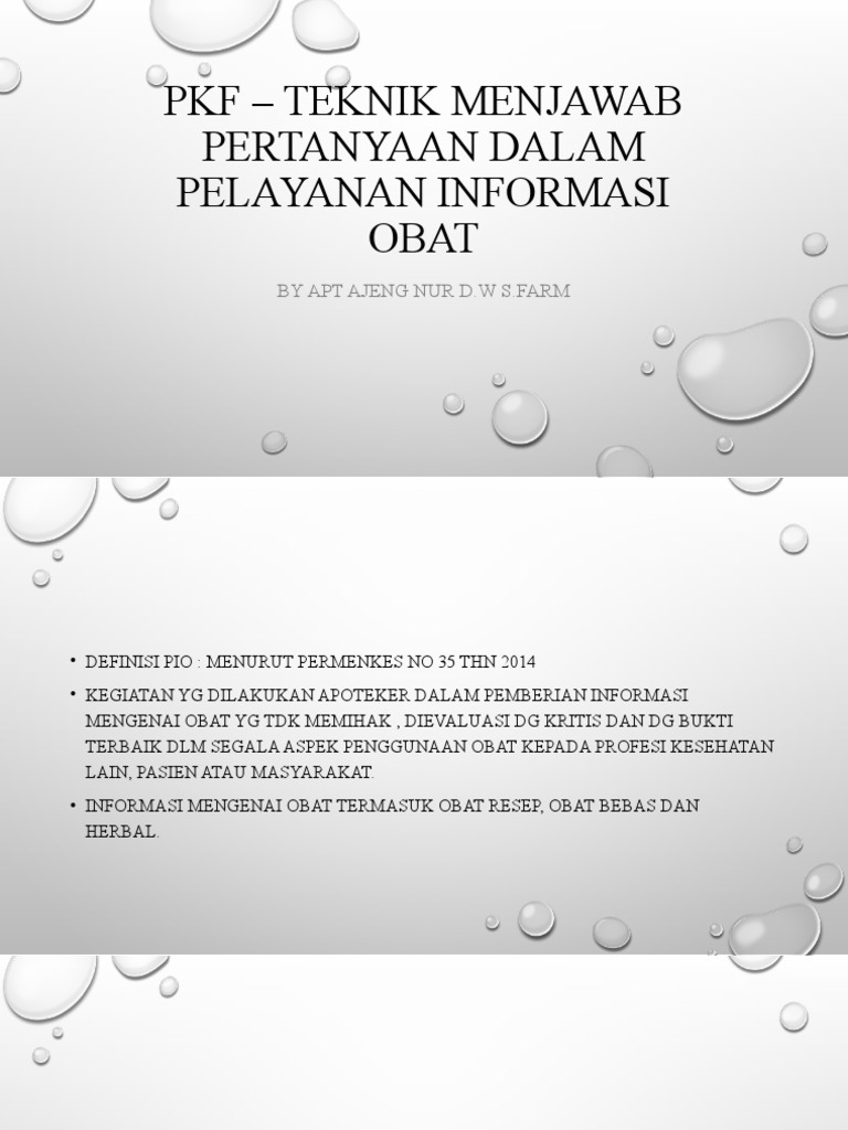 Teknik Menjawab Pertanyaan Dalam Pelayanan Informasi Obat PPT Pertemuan ...