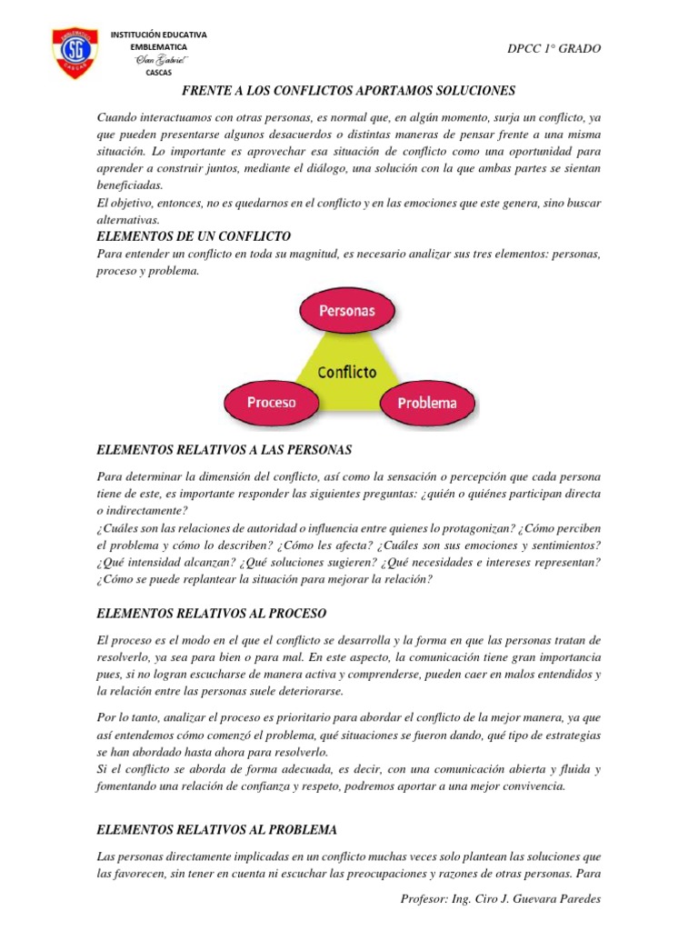 Análisis y Resolución de Conflictos | PDF | Conflicto (proceso) | Las ...