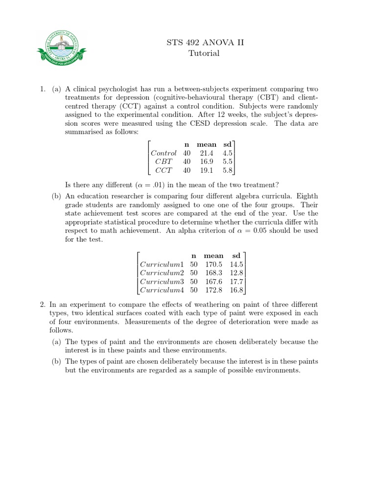 ANOVA II: Statistical Analysis Guide | PDF | Analysis Of Variance ...