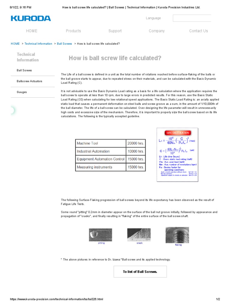 How is ball screw life calculated_ _ Ball Screws _ Technical