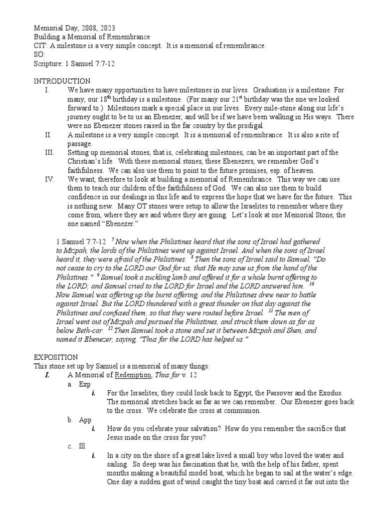 Sermon Memorial Day 2008 PDF Samuel God