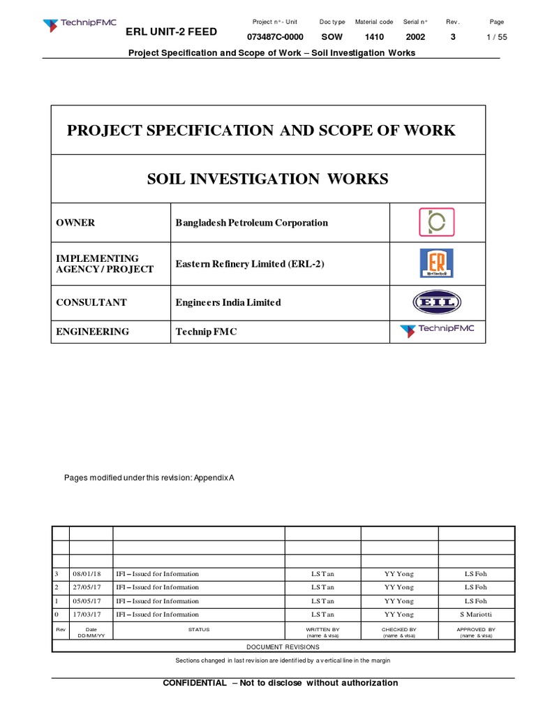 Soil Investigation Works Scope Document | PDF | Geotechnical ...