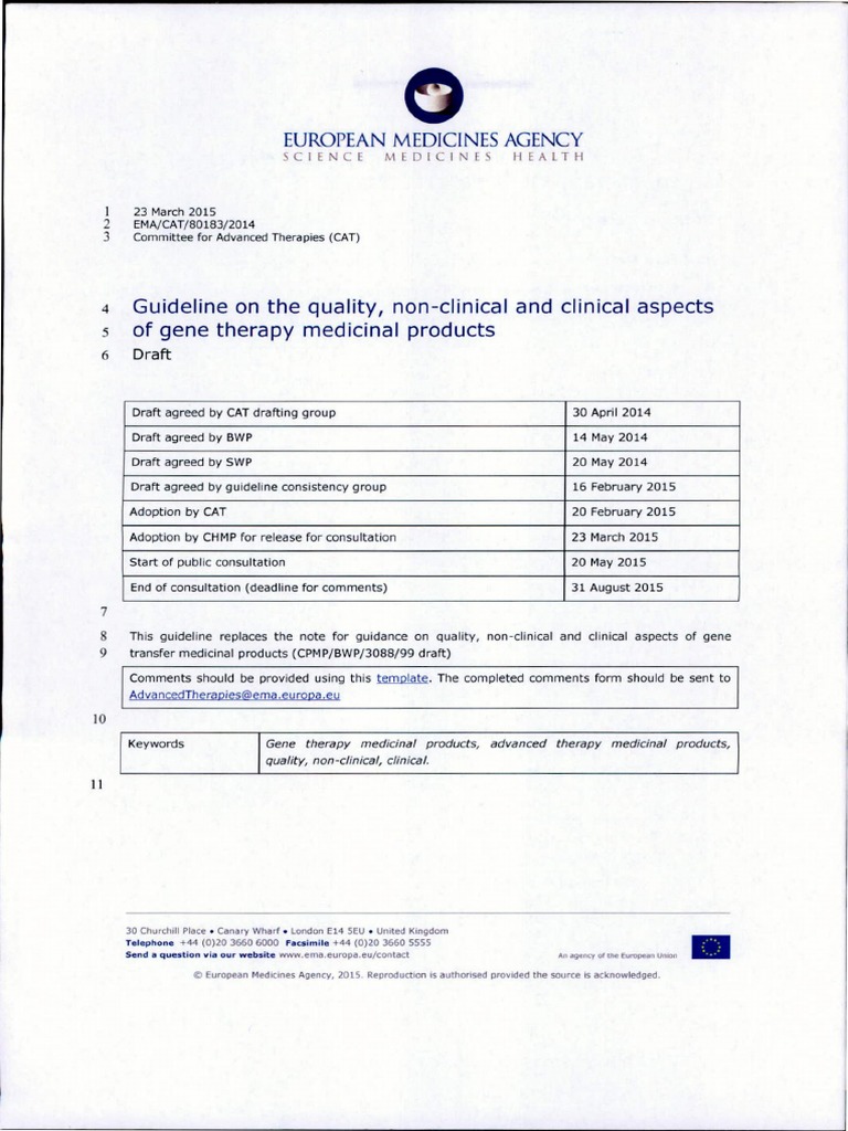 EMA Guidelines for Gene Therapy Products | PDF | Self-Improvement