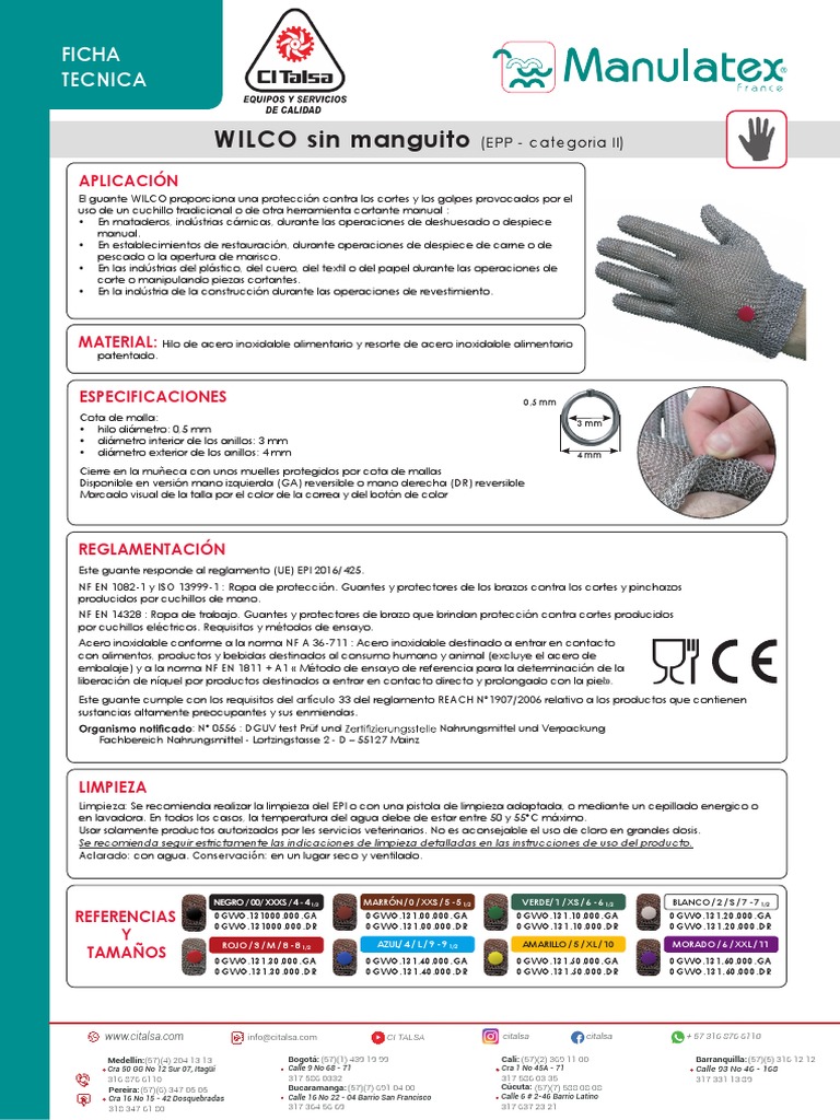 Certificado Calidad Manulatex Guante de Acero | PDF | Acero | Guante
