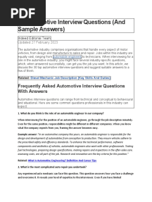 30 Automotive Interview Questions