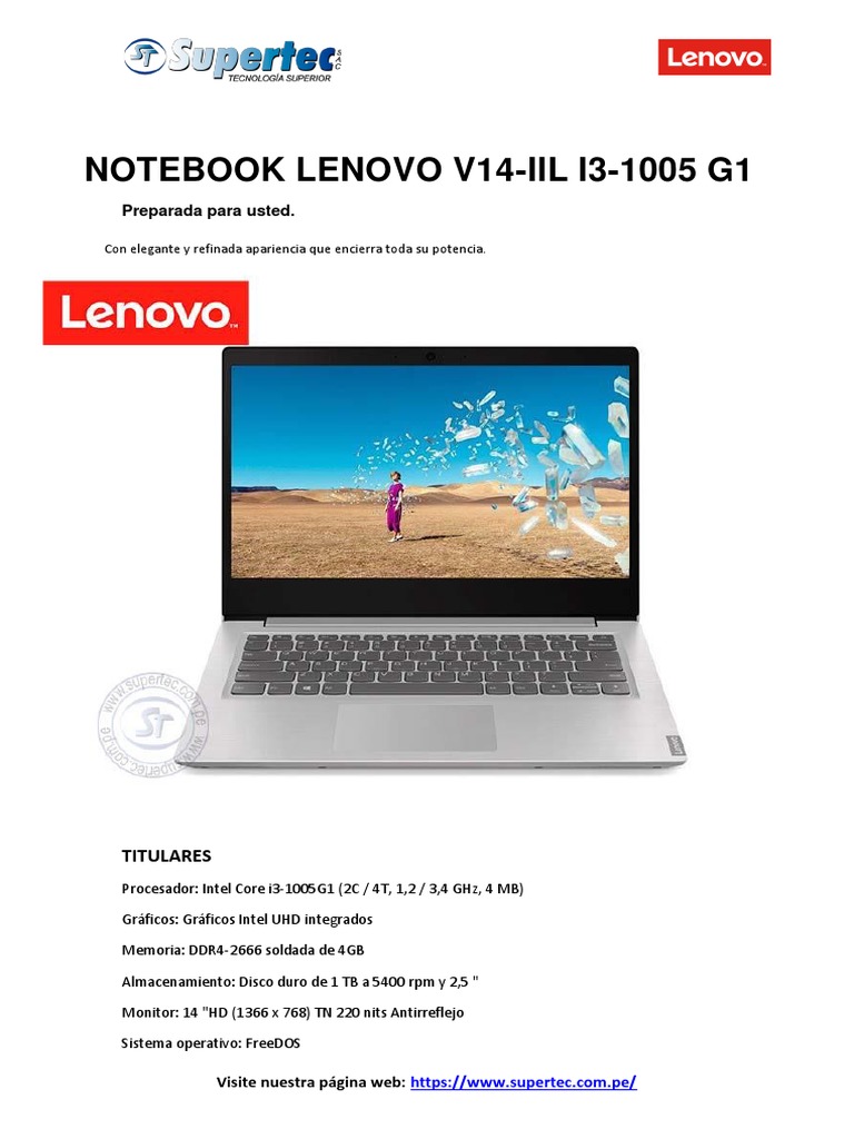 Lenovo V14-IIL i3-1005: Especificaciones | PDF | Disco duro | Unidad de ...