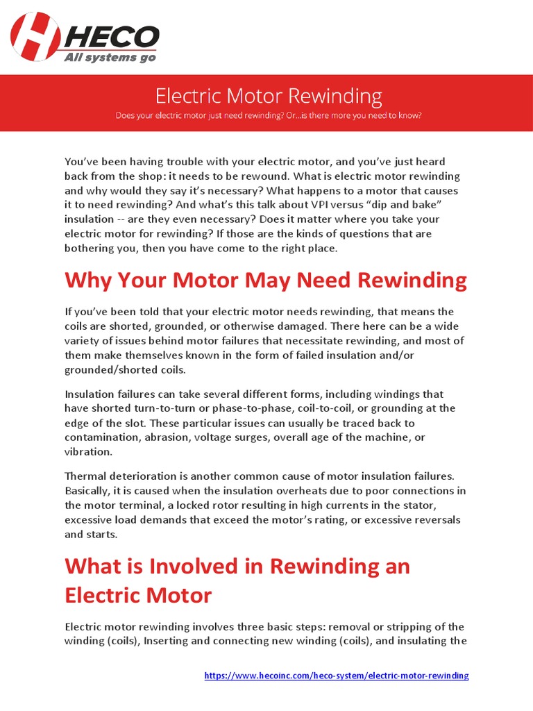 Electric Motor Rewinding PDF Electric Motor Insulator (Electricity)