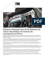 Andorra Embargó Más de 50 Millones de Euros Vinculados Con Tramas de Corrupción en Pdvsa - Corruptómetro