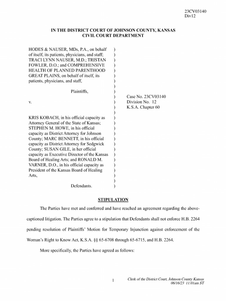 KS Stamped Stipulation | PDF