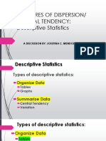 5 Measures of Dispersion Descriptivesummarizingfrequency Distcumulativemean Medianvariance Mode STV