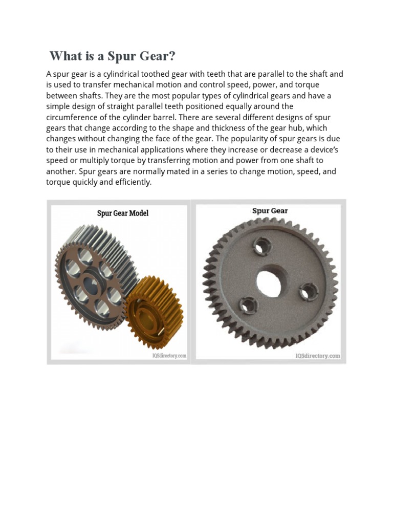 Spur Gear PDF Gear Steel
