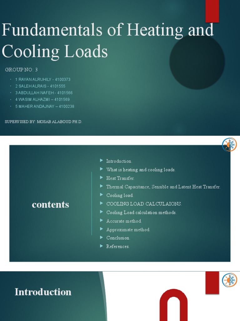 Fundamentals of Heating and Cooling Loads PDF Heat Transfer Heat