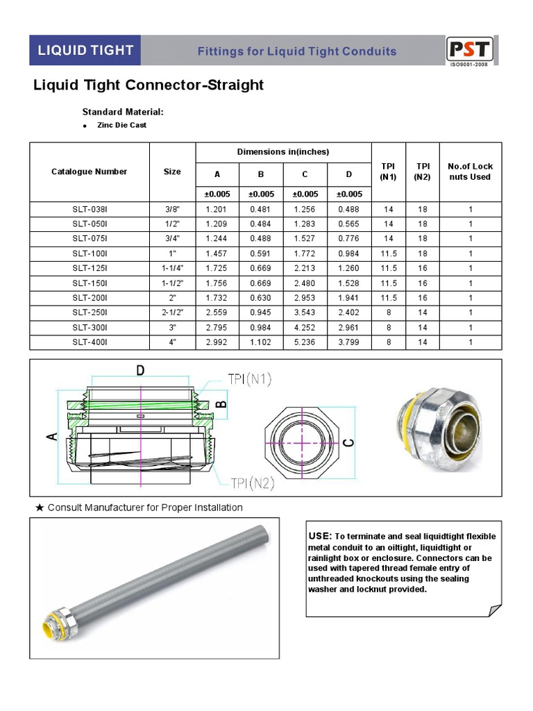 Prostar Conector Recto Liquid Tight 4020258 | PDF
