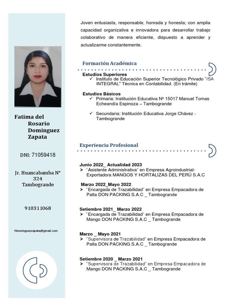 CV Fátima Domínguez | PDF | Business | Economias