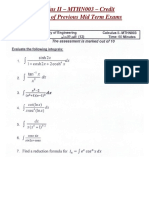 Calculus II - MTHN003 - Solutions of Previous Mid Term Exams