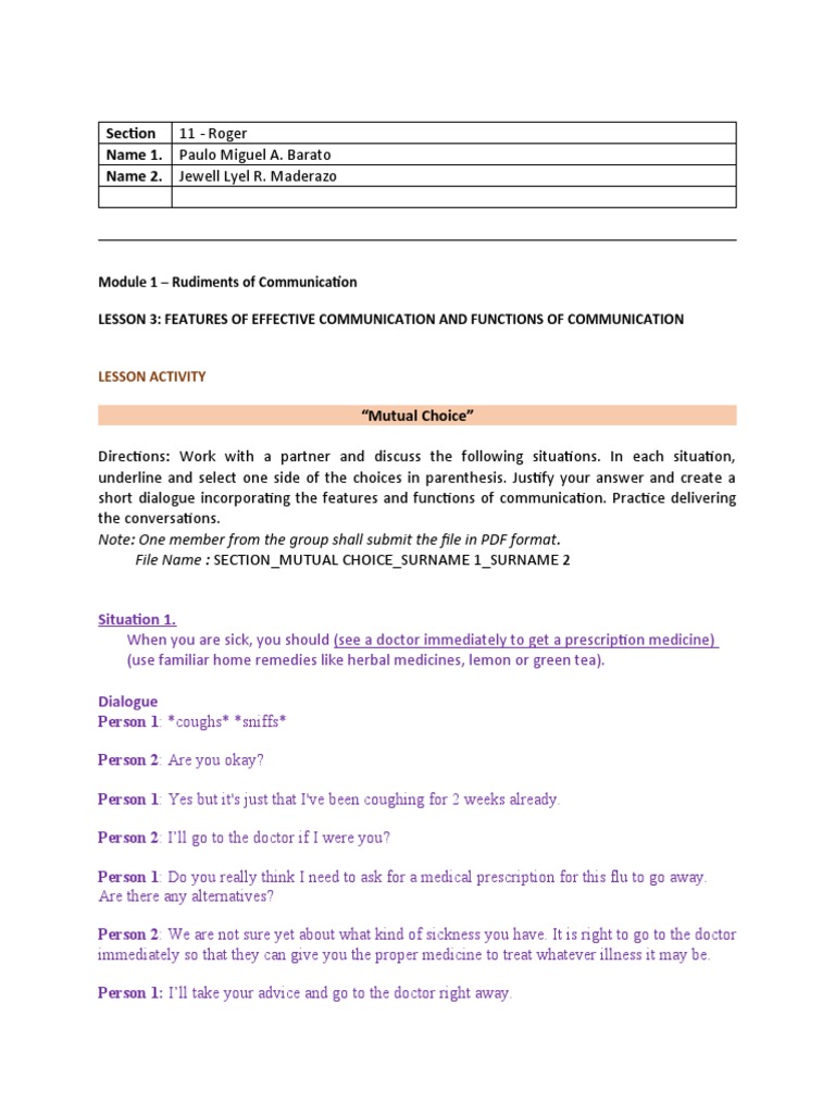 Lesson+3 Lesson+Activity Mutual+Choice+ Pair Group+Activity | PDF