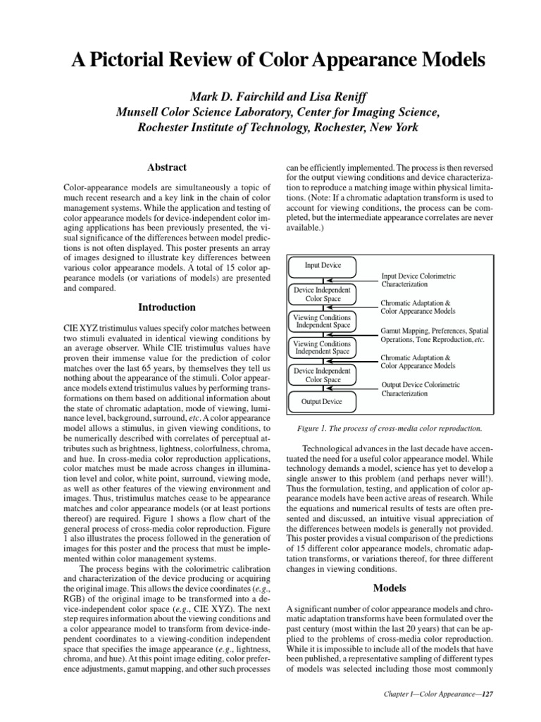 A Pictorial Review Of Color Appearance Models Fairchild Ch 1 Pdf