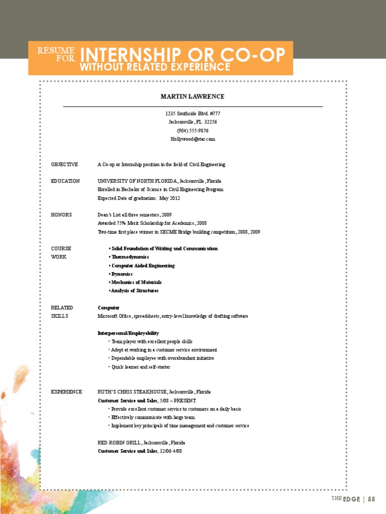 CIVIL ENGINEERING INTERNSHIP RESUME EXAMPLES intelligence overview