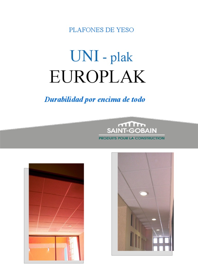 Medidas y características de plafones Europlak | PDF