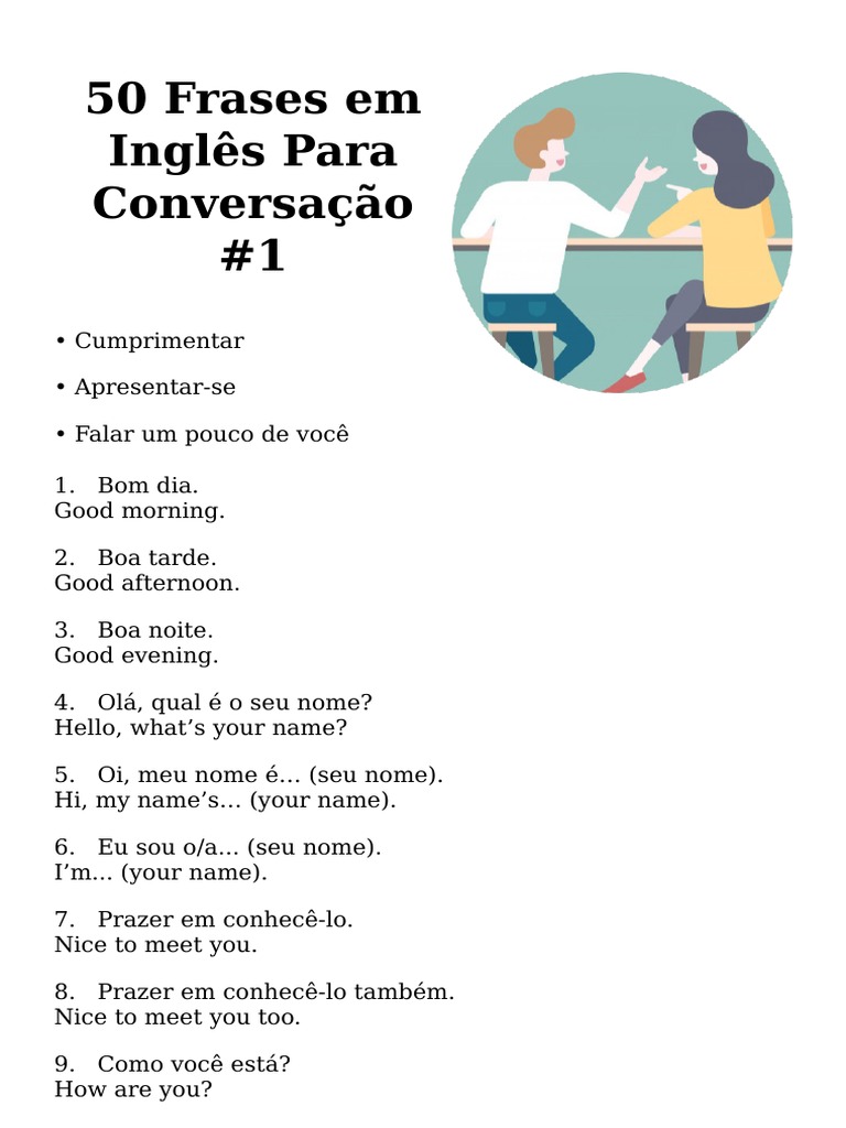 Plano de aula de conversação em inglês
