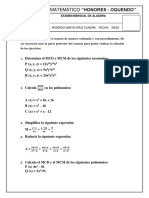 Examen Mensual Algebra Mayo