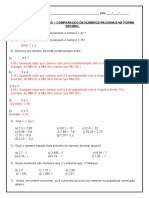 REVISÃO SOBRE COMPARAÇÃO DE DECIMAIS Gabaritog