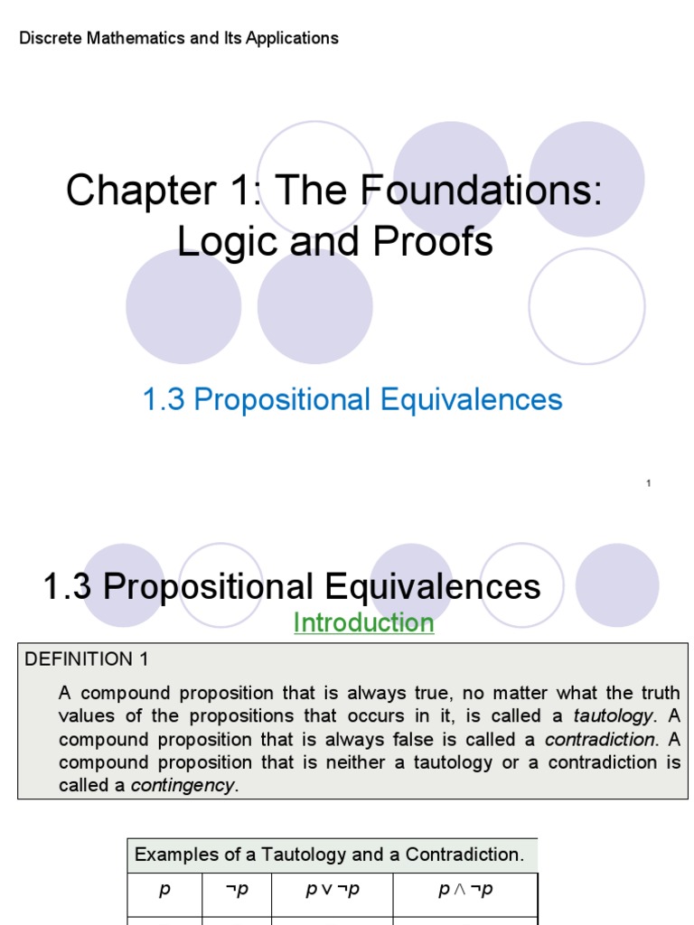 Propositional Equivalences Explained | PDF | Contradiction | Logic