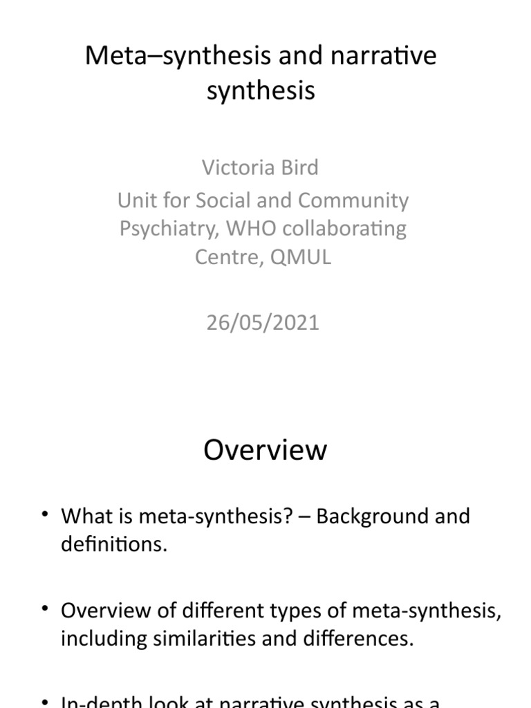 Narrative Synthesis Training PDF