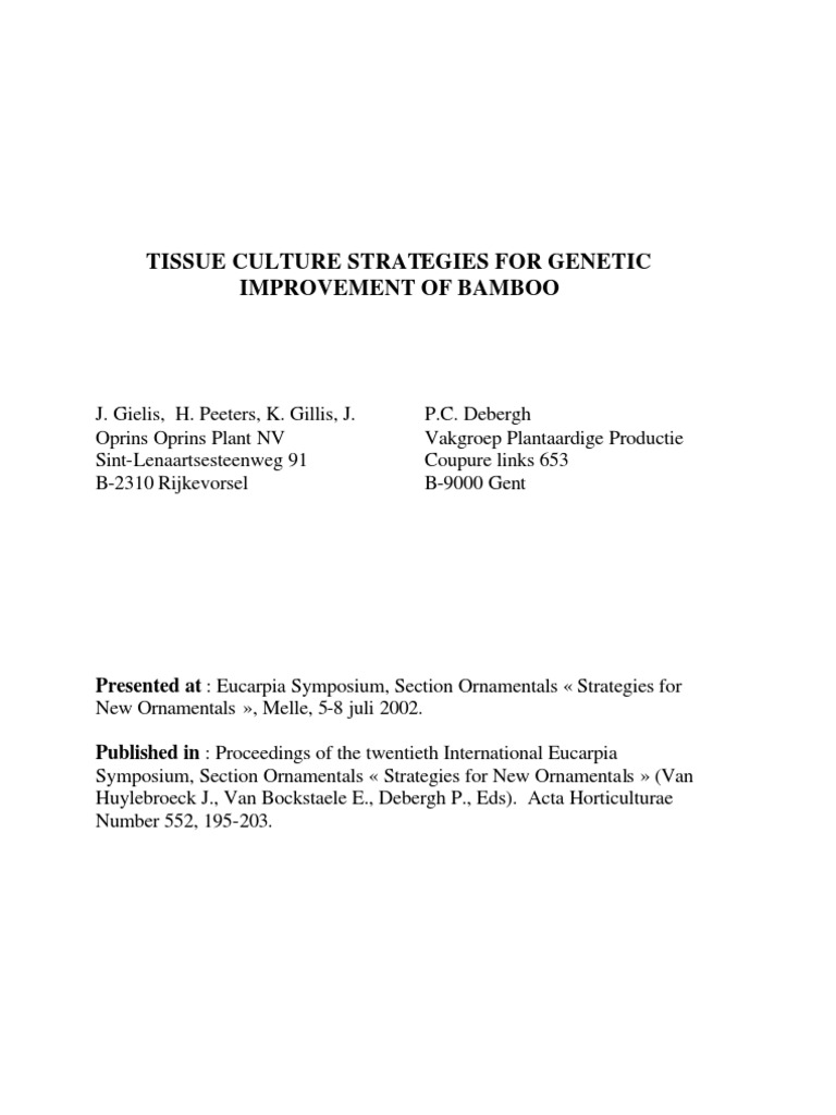 Bamboo Tissue Culture PDF Transposable Element Bamboo