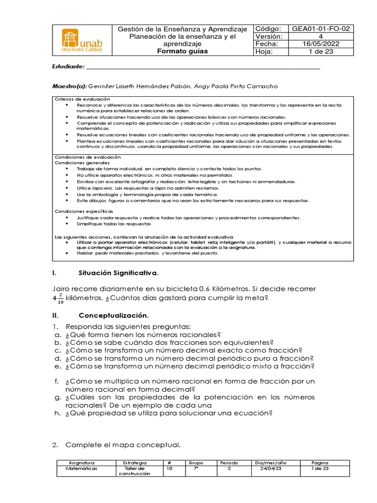 Taller de Construcción 7° | PDF | Número racional | Matemáticas
