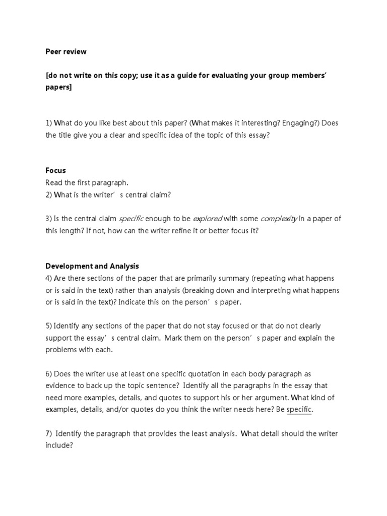 Peer Review  PDF  Paragraph  Essays