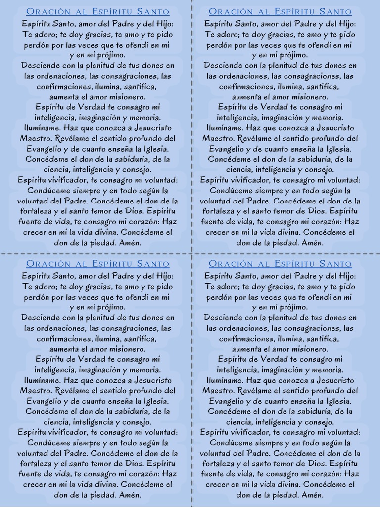Oración al Espíritu Santo para la Fe | PDF | espíritu Santo | Oración