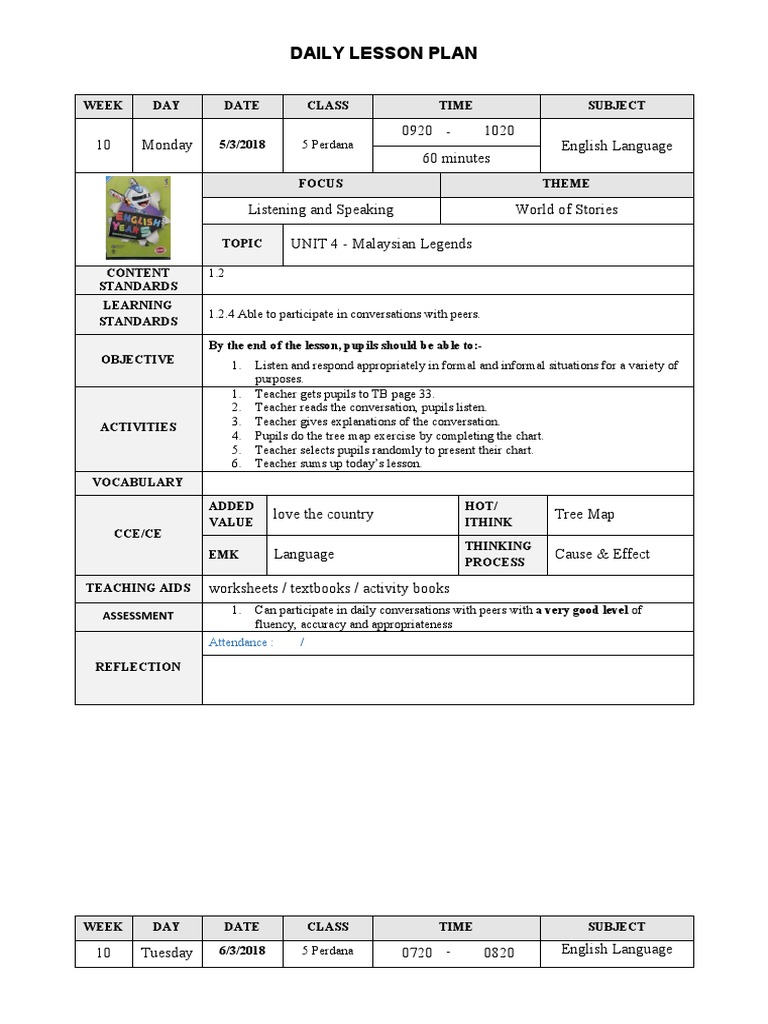 Weekly English Lesson Plans for Grade 5 | PDF | Lesson Plan | Teachers