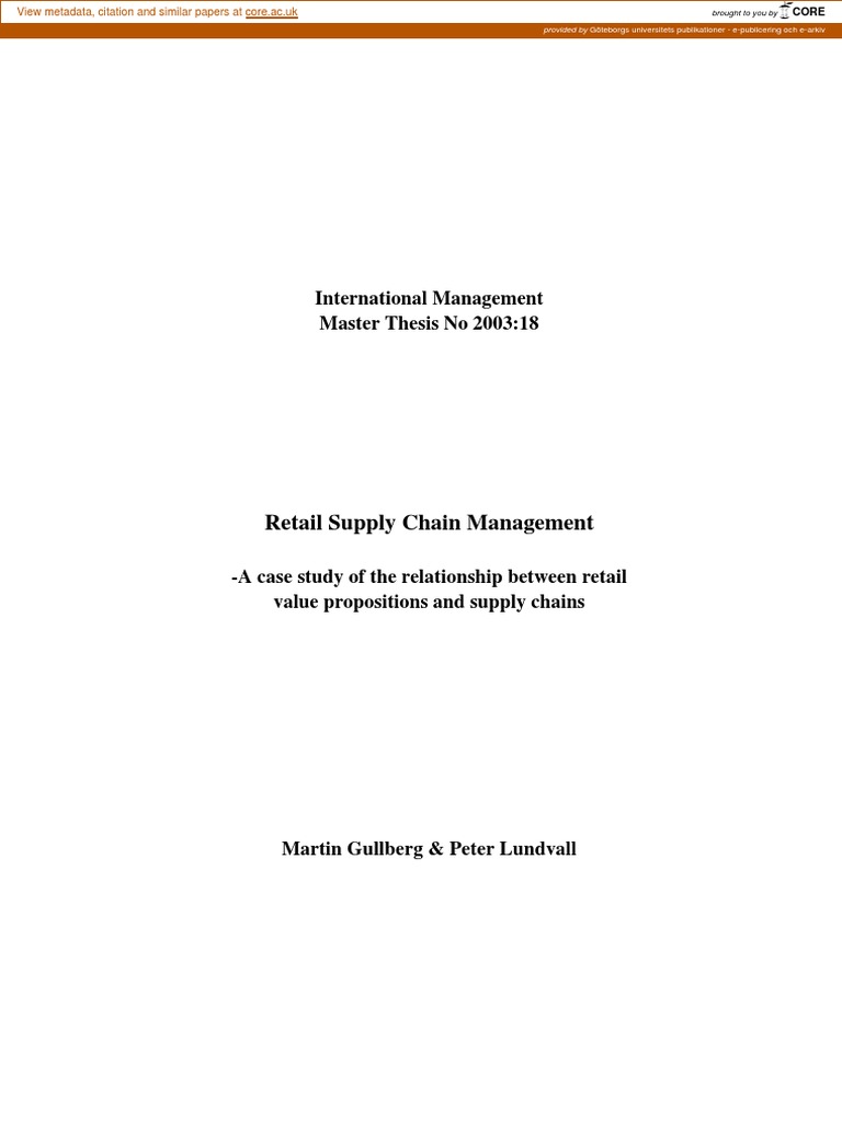 Retail Supply Chain Management PDF Supply Chain Management Supply Chain