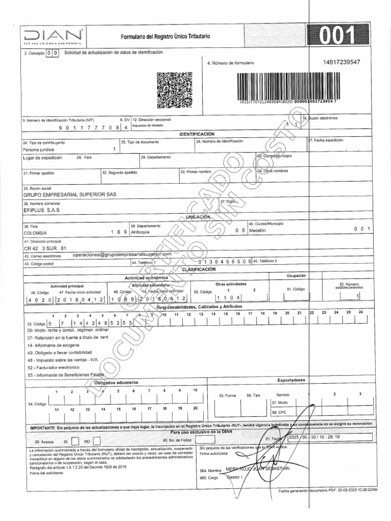 RUT Grupo Empresarial Superior PDF