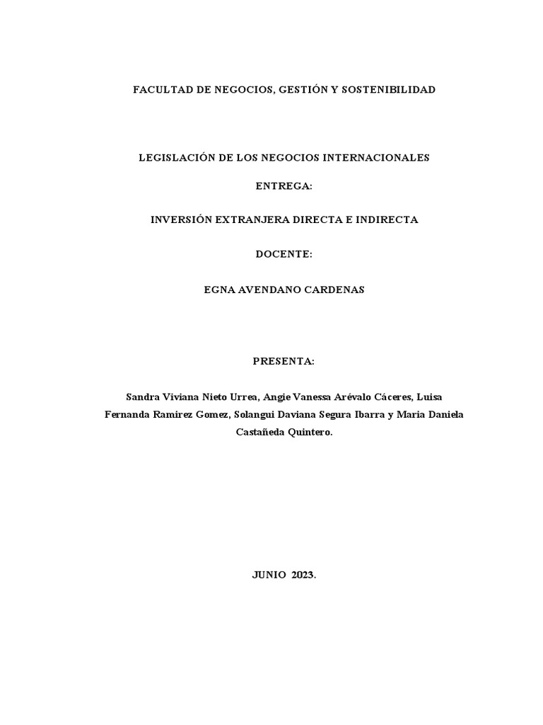 Inversión Extranjera Directa e Indirecta | PDF | Transferencia bancaria ...