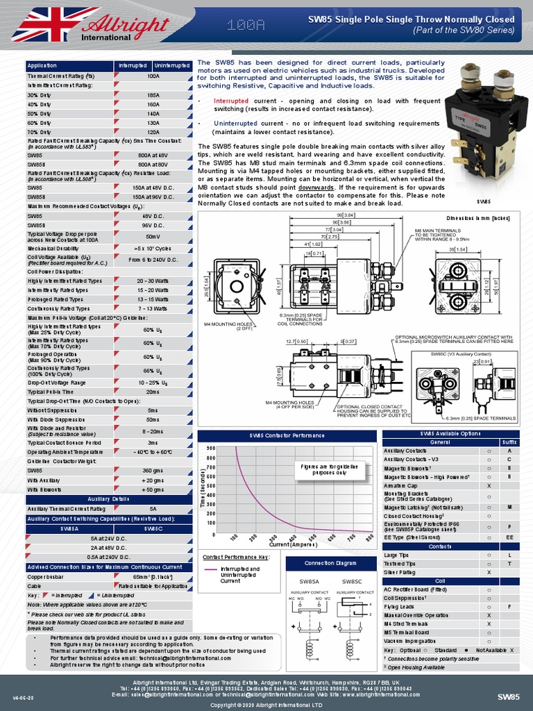 SW85 Data Sheet | PDF | Switch | Inductor