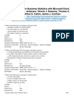 Test Bank For Modern Business Statistics With Microsoft Excel 6th Edition David R Anderson Dennis J Sweeney Thomas A Williams Jeffrey D Camm James J Cochran 13 97