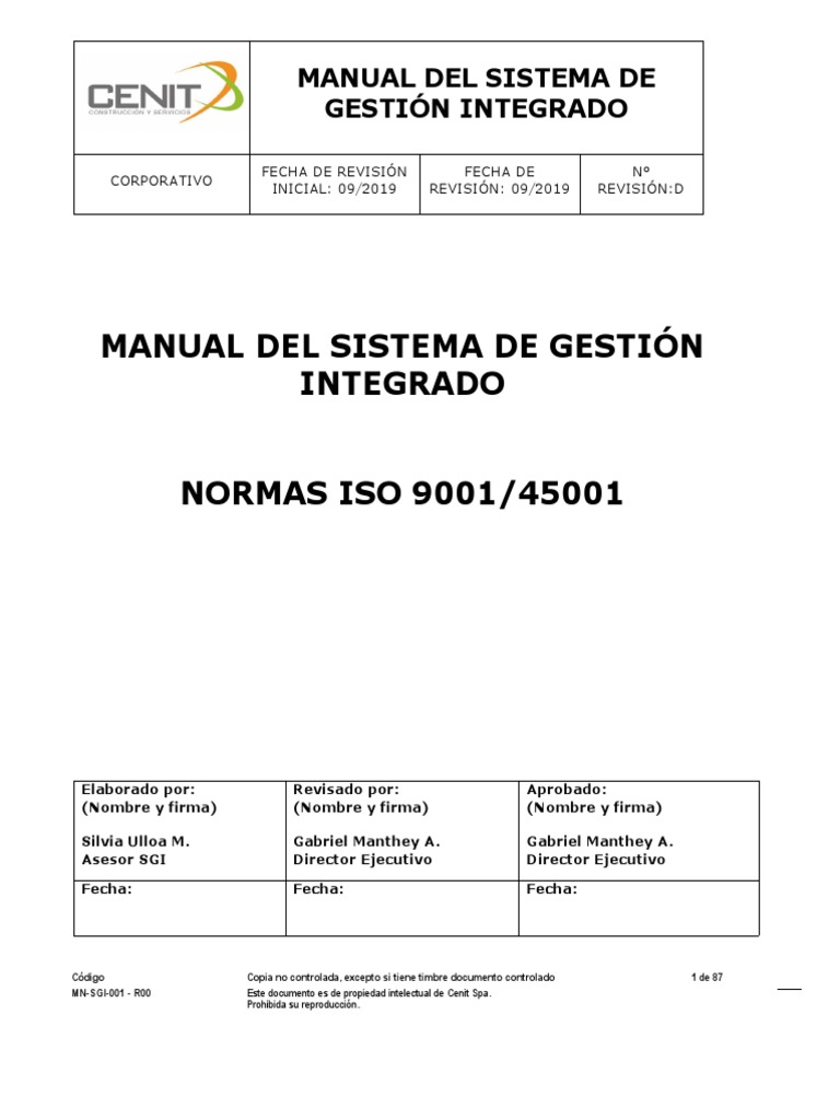 Mn Sgi 001 Manual Sistema De Gestion Rev D Pdf