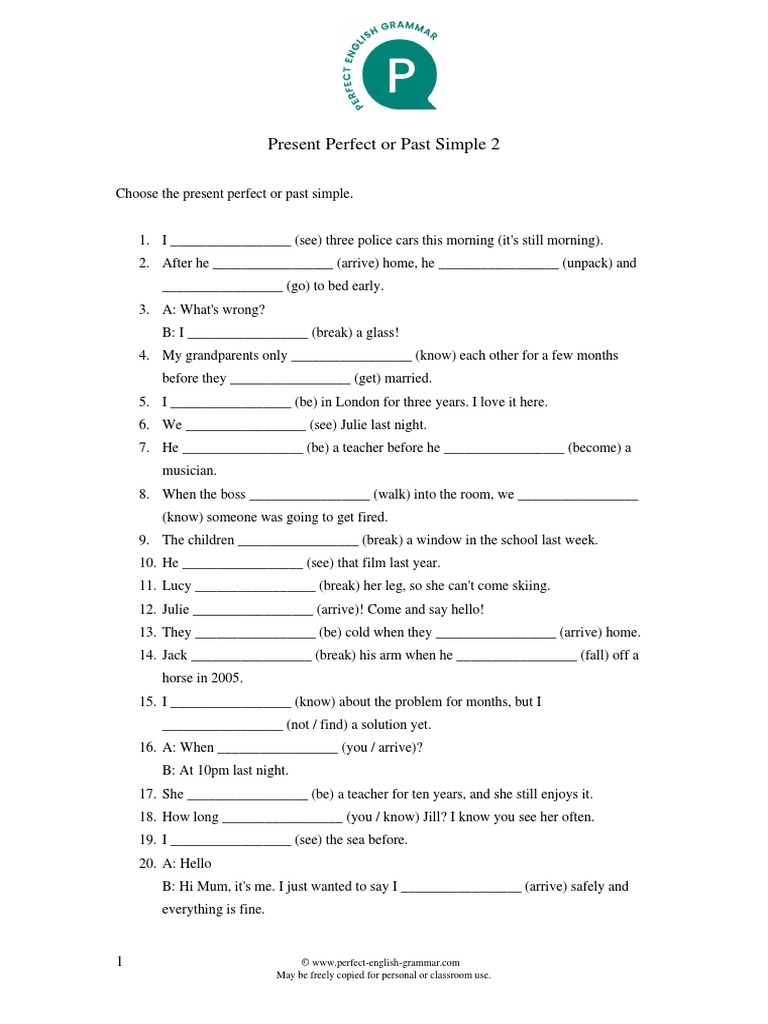 Present Perfect vs Past Simple Exercise | PDF | Art