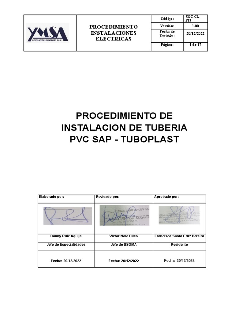 SGC-CL-P13 Procedimiento Escrito de Trabajo e Instalacion de Tuberia ...