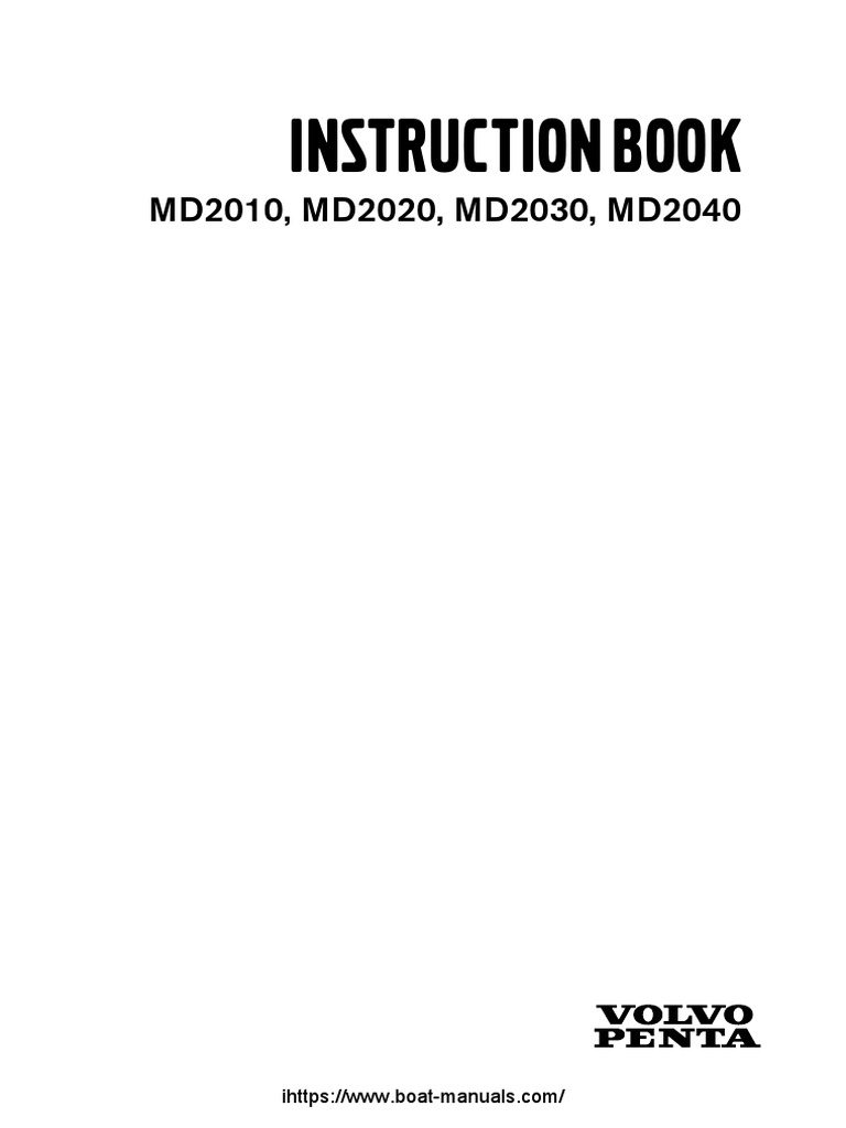 Volvo Penta Marine Engine MD2010, MD2020, MD2030, MD2040 Instruction ...