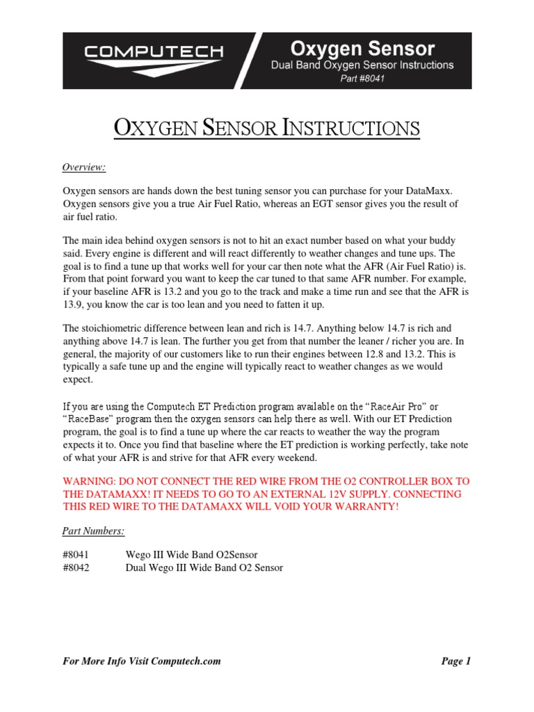 Oxygen-Sensor-Instructions | PDF | Mechanical Engineering | Electrical ...