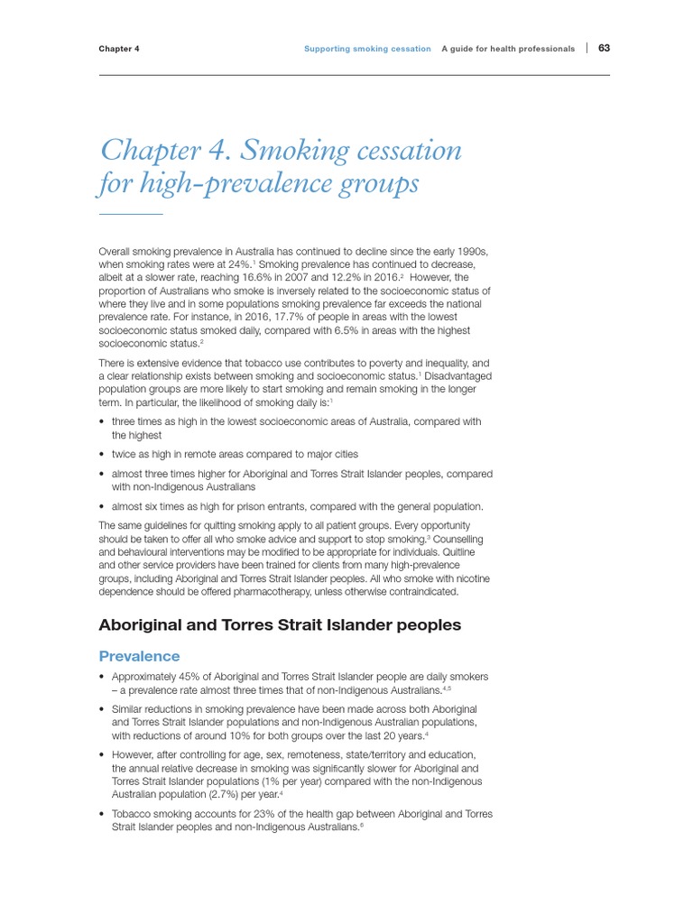 Chapter 4 Smoking Cessation For High Prevalence Groups PDF Smoking