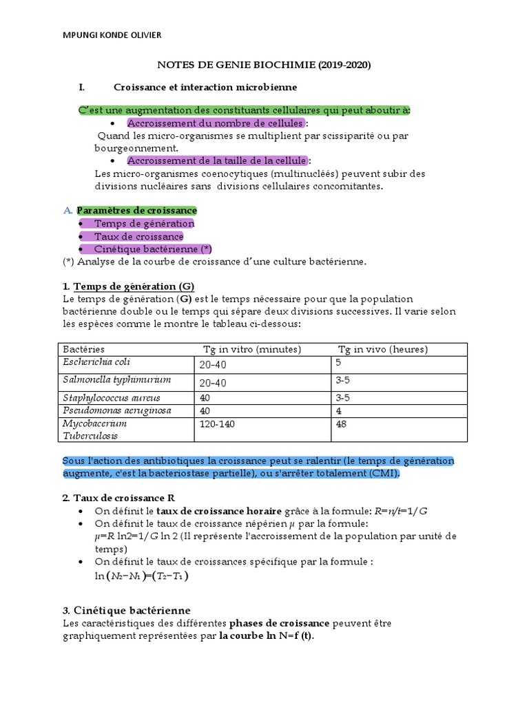Mpungi K Genie Biochimie | PDF | Enzyme | Sciences physiques